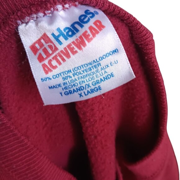 Vintage XL Sweatshirt Grandma Embroidered 1990's Hanes Activewear USA Burgundy - Picture 4 of 4